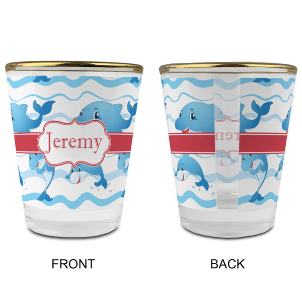 Dolphins Glass Shot Glass - with gold rim - APPROVAL