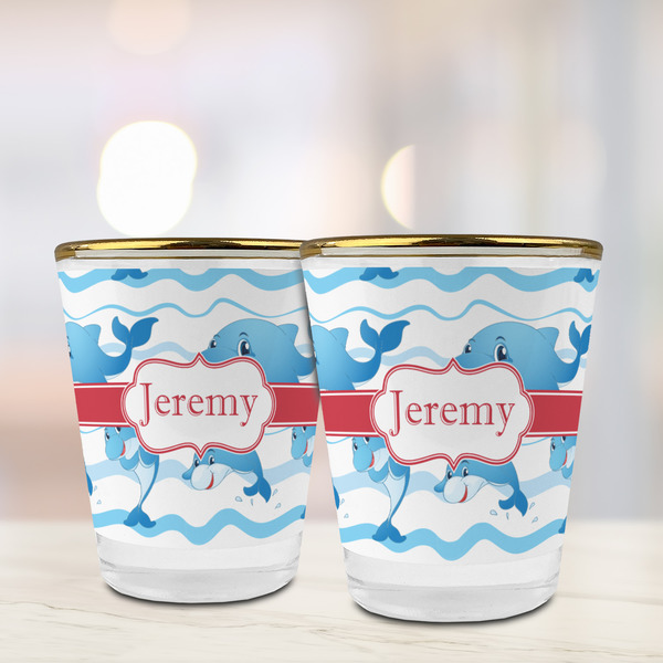 Dolphins Glass Shot Glass - with gold rim - LIFESTYLE