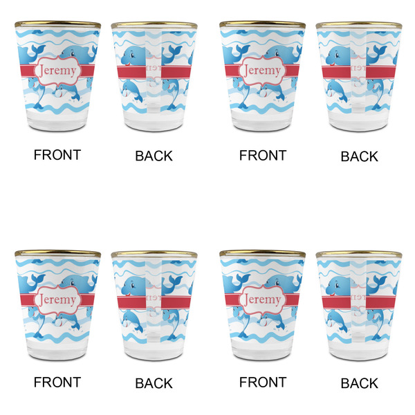 Dolphins Glass Shot Glass - with gold rim - Set of 4 - APPROVAL