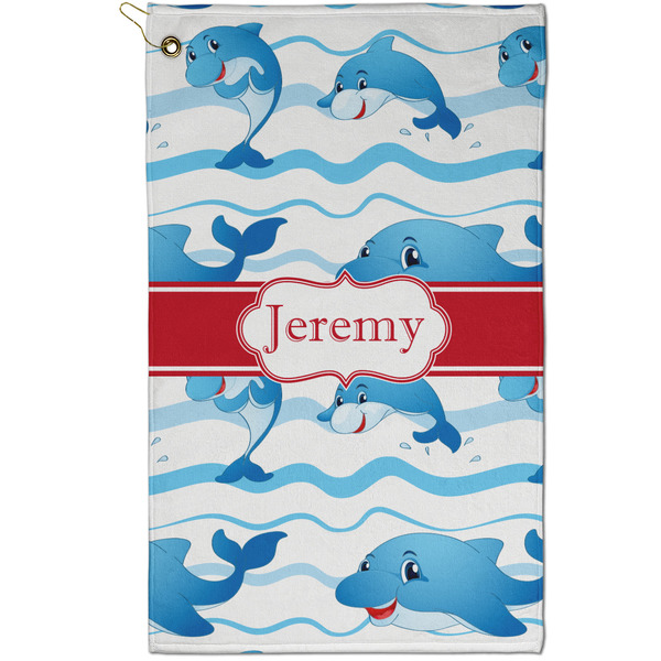 Custom Dolphins Golf Towel - Poly-Cotton Blend - Small w/ Name or Text