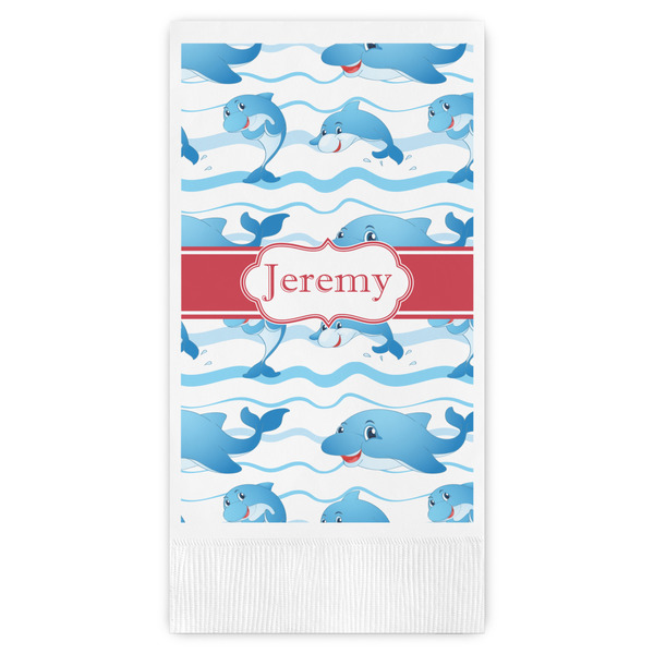 Custom Dolphins Guest Napkins - Full Color - Embossed Edge (Personalized)