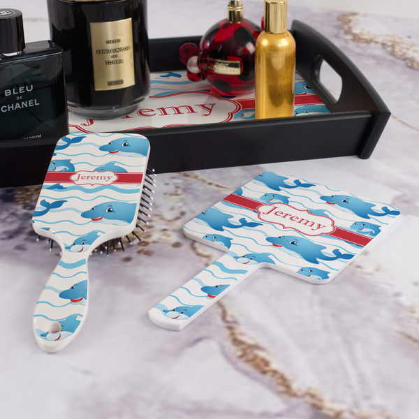 Dolphins Hair Brush and Hand Mirror - Bathroom Scene