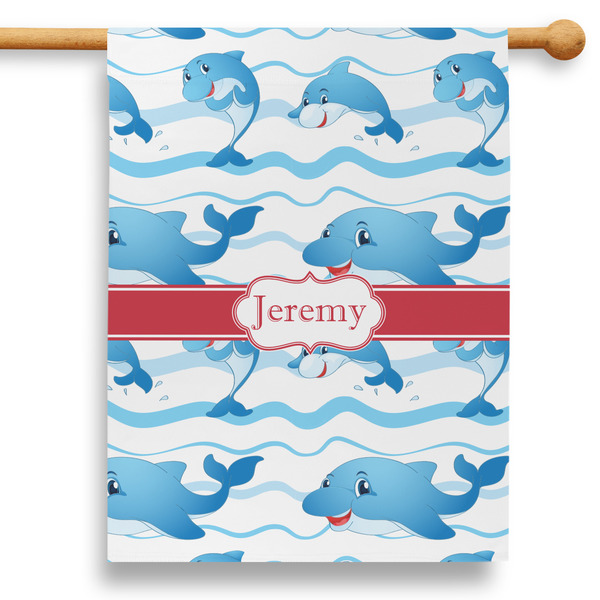 Custom Dolphins 28" House Flag - Double Sided (Personalized)
