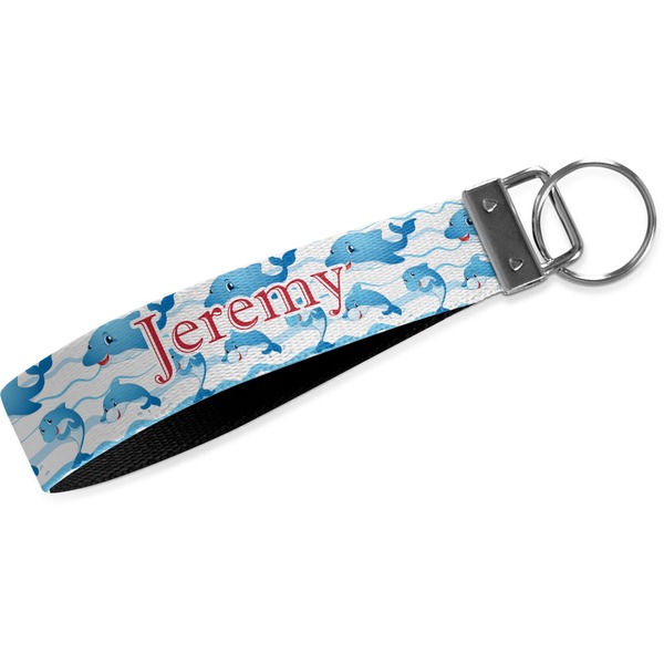 Custom Dolphins Wristlet Webbing Keychain Fob (Personalized)