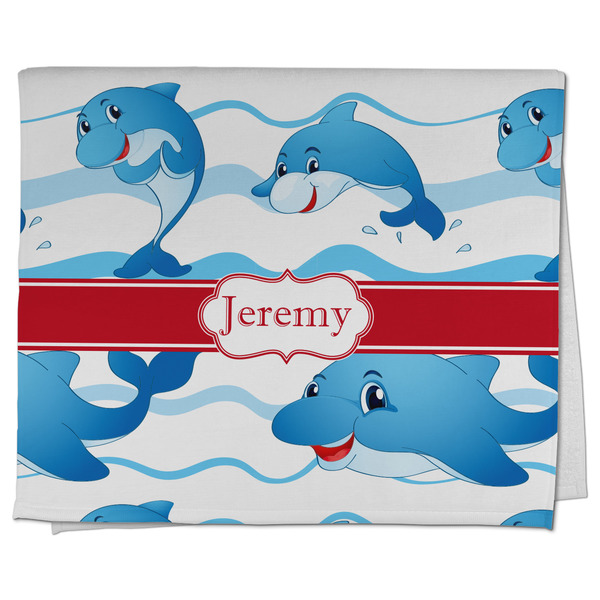 Custom Dolphins Kitchen Towel - Poly Cotton w/ Name or Text