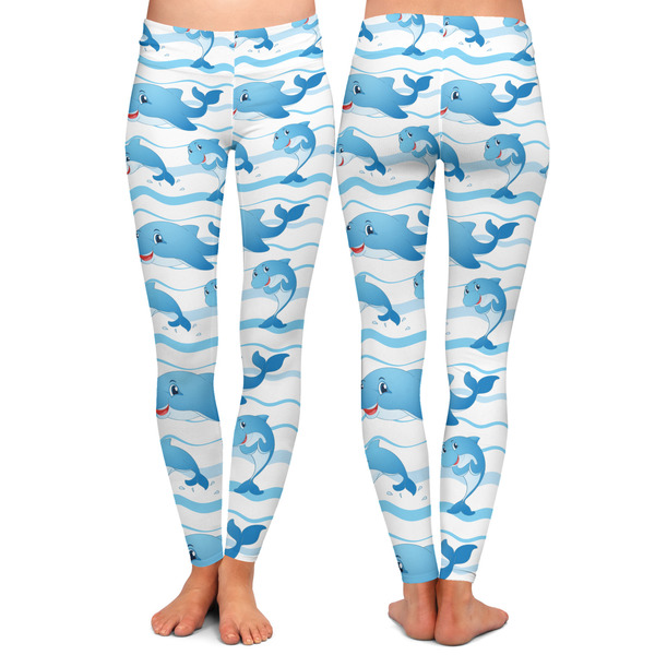 Dolphins Ladies Leggings - Front and Back