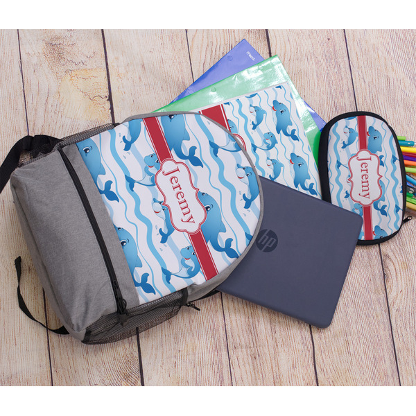 Dolphins Large Backpack - Gray - With Stuff