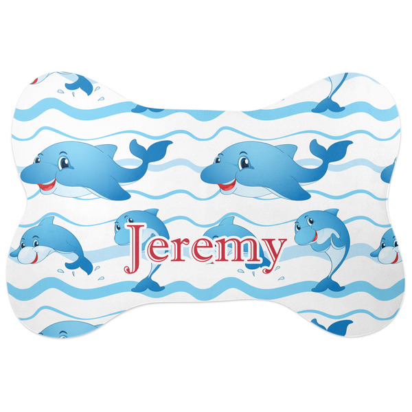Custom Dolphins Bone Shaped Dog Food Mat (Personalized)