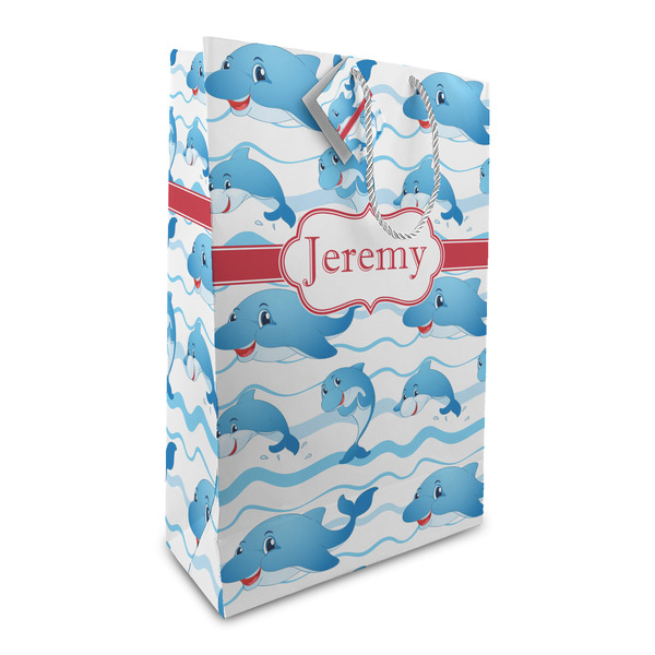 Custom Dolphins Large Gift Bag (Personalized)