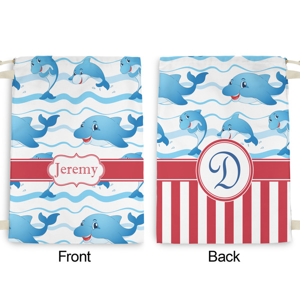 Dolphins Large Laundry Bag - Front & Back View
