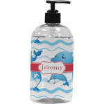 Dolphins Plastic Soap / Lotion Dispenser (16 oz - Large - Black) (Personalized)