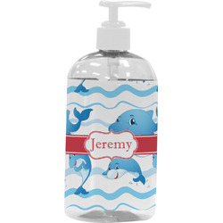 Dolphins Plastic Soap / Lotion Dispenser (16 oz - Large - White) (Personalized)