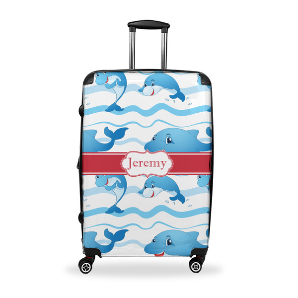 Custom Dolphins Suitcase - 28" Large - Checked w/ Name or Text