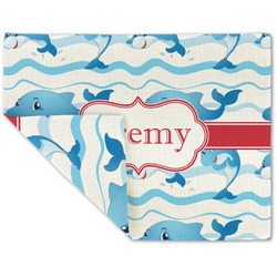 Dolphins Double-Sided Linen Placemat - Single w/ Name or Text