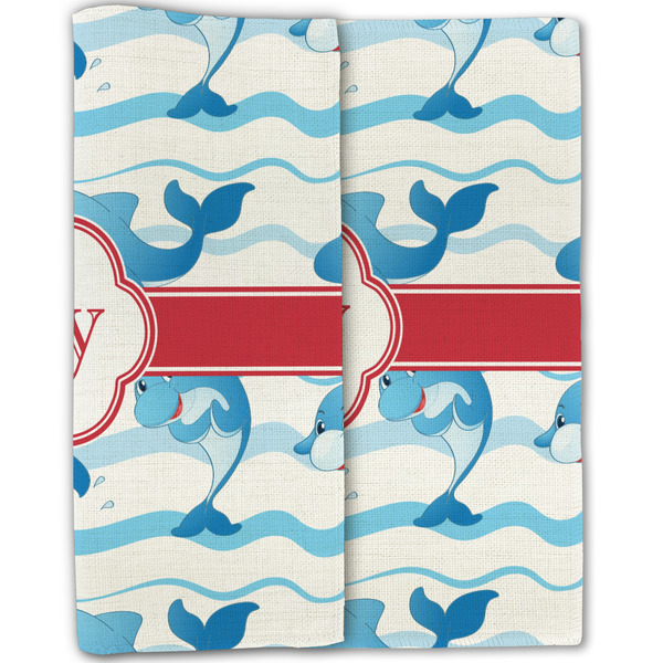 Dolphins Linen Placemat - Folded Half (double sided)