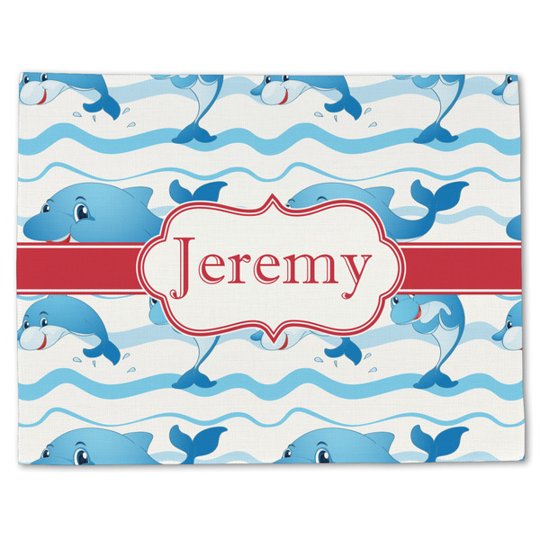Custom Dolphins Single-Sided Linen Placemat - Single w/ Name or Text