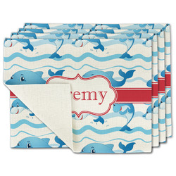 Dolphins Single-Sided Linen Placemat - Set of 4 w/ Name or Text