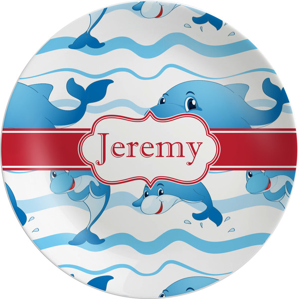 Custom Dolphins Melamine Salad Plate - 8" (Personalized)
