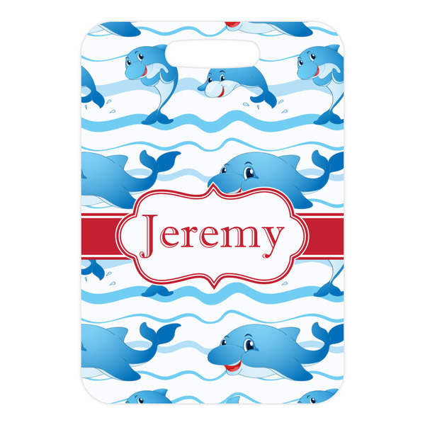 Dolphins Metal Luggage Tag - Front Without Strap