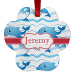 Dolphins Metal Paw Ornament - Double Sided w/ Name or Text