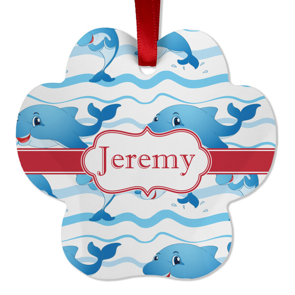 Dolphins Metal Paw Ornament - Front