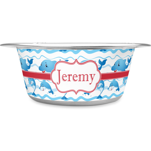 Custom Dolphins Stainless Steel Dog Bowl - Small (Personalized)