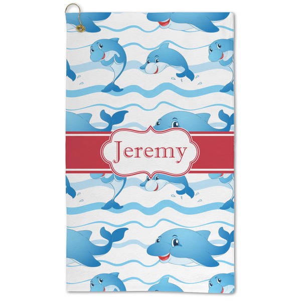 Custom Dolphins Microfiber Golf Towel - Large (Personalized)