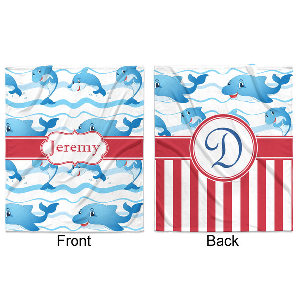 Dolphins Minky Blanket - 50"x60" - Double Sided - Front & Back