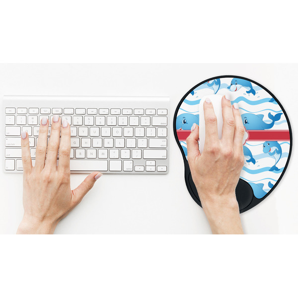 Dolphins Mouse Pad with Wrist Rest - LIFESYTLE 2 (in use)