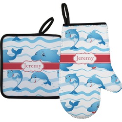 Dolphins Oven Mitt & Pot Holder Set w/ Name or Text
