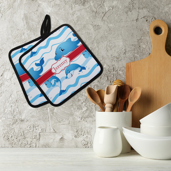 Dolphins Neoprene Pot Holder - Set of 2  LIFESTYLE