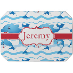 Dolphins Dining Table Mat - Octagon (Single-Sided) w/ Name or Text