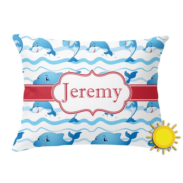 Custom Dolphins Outdoor Throw Pillow (Rectangular) (Personalized)