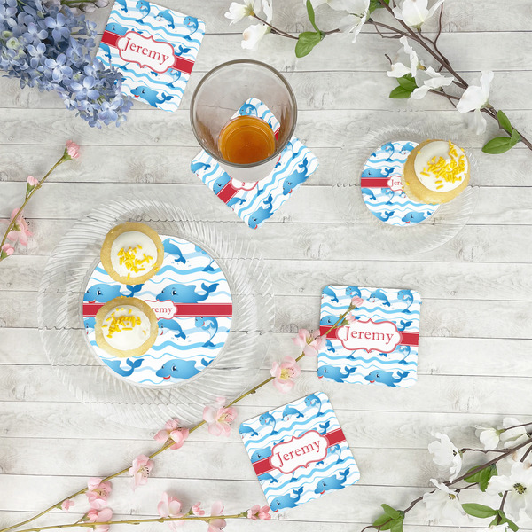 Dolphins Paper Coasters - In Context