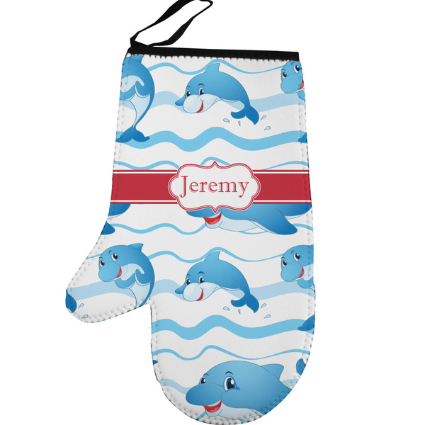 Custom Dolphins Left Oven Mitt (Personalized)