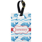 Dolphins Plastic Luggage Tag - Rectangular w/ Name or Text