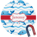 Dolphins Round Fridge Magnet (Personalized)