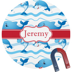 Dolphins Round Fridge Magnet (Personalized)
