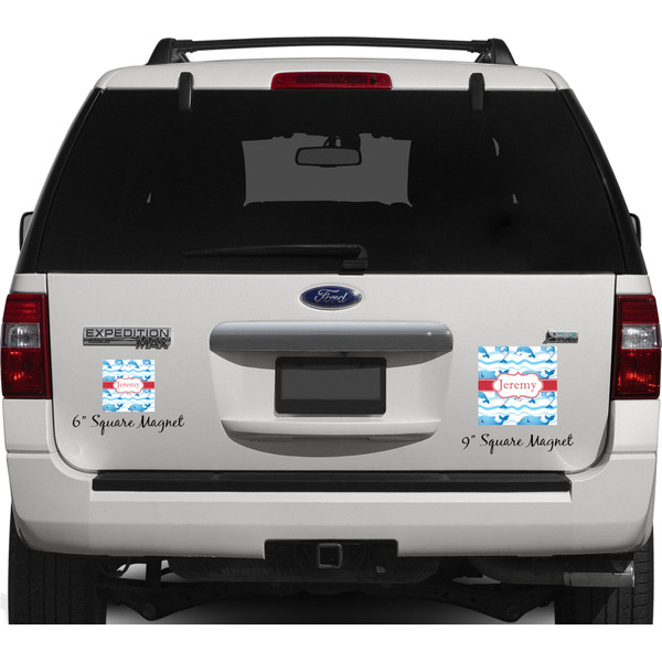 Dolphins Personalized Square Car Magnets on Ford Explorer
