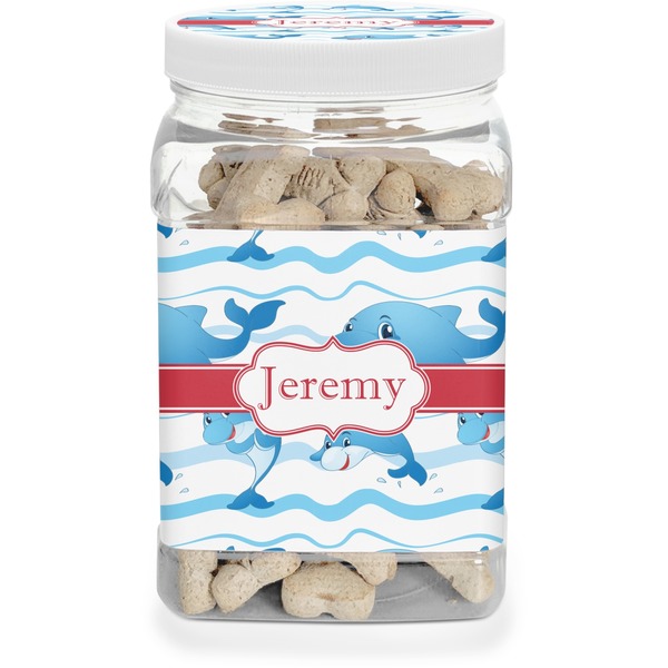 Custom Dolphins Dog Treat Jar (Personalized)