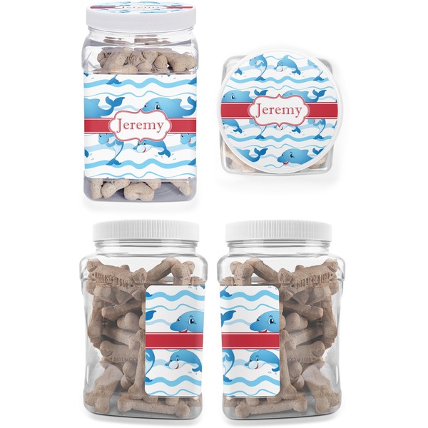 Dolphins Pet Treat Jar - Multiple Angles