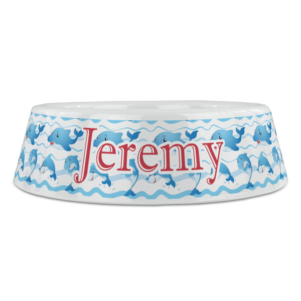 Dolphins Plastic Pet Bowls - Large - FRONT