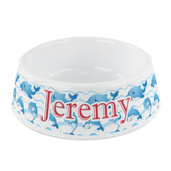 Dolphins Plastic Dog Bowl - Small (Personalized)