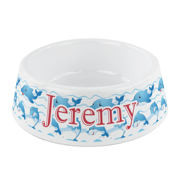 Custom Dolphins Plastic Dog Bowl - Small (Personalized)