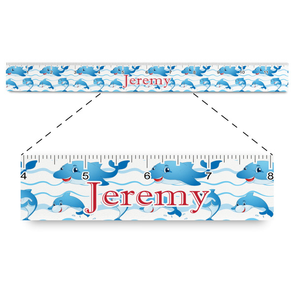 Custom Dolphins Plastic Ruler - 12" (Personalized)