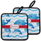 Dolphins Pot Holders - Set of 2 w/ Name or Text
