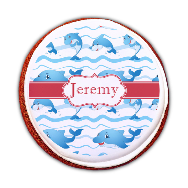 Dolphins Printed Icing Circle - Medium - On Cookie