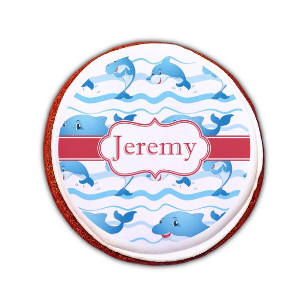 Dolphins Printed Icing Circle - Small - On Cookie