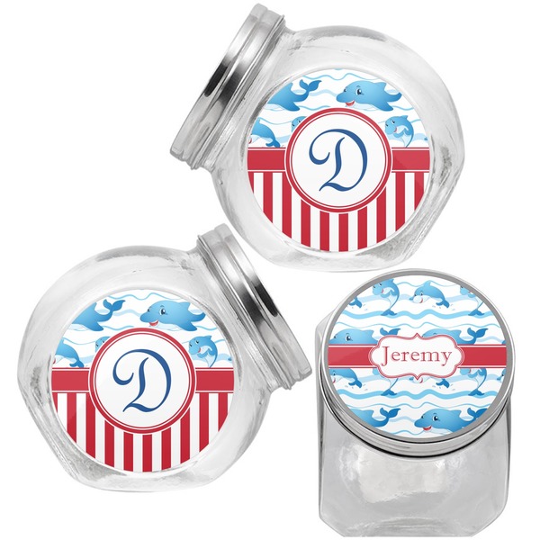 Dolphins Puppy Treat Jar - Top Left Right