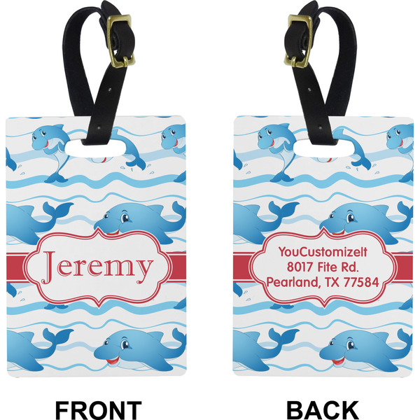 Dolphins Rectangle Luggage Tag (Front + Back)